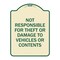 Signmission Designer Series-Not Responsible For Theft Or Damage To Vehicles Or Contents, 24" x 18", TG-1824-9806 A-DES-TG-1824-9806 - alternate 1